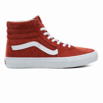 Vans Pig Suede Sk8-Hi - Miesten Korkeavartiset tennarit - TummanPunainen/Valkoinen